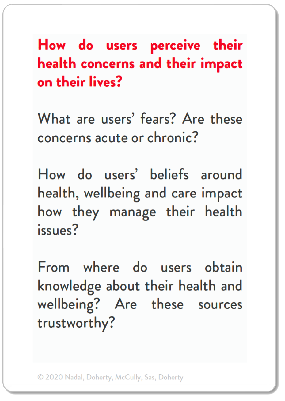 Health beliefs and concerns card back